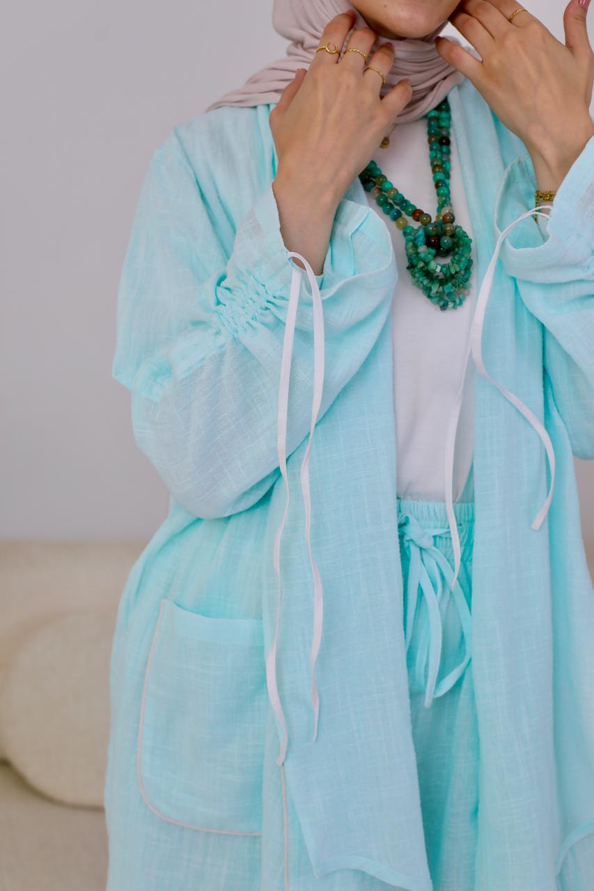 Linen Suit Set in Sky Blue