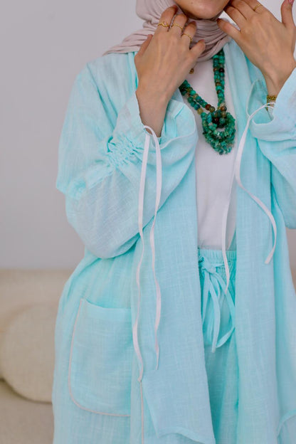 Linen Suit Set in Sky Blue