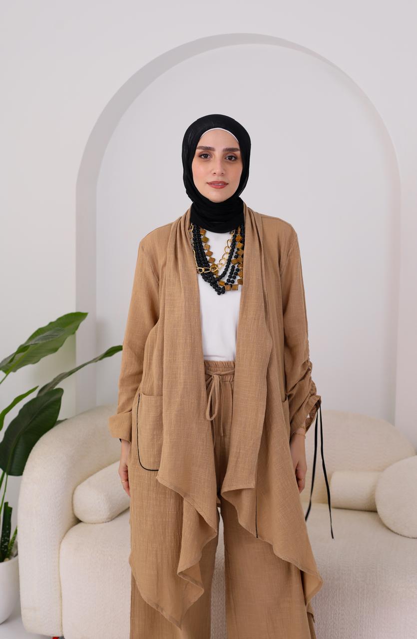 Linen Suit Set in Cafe