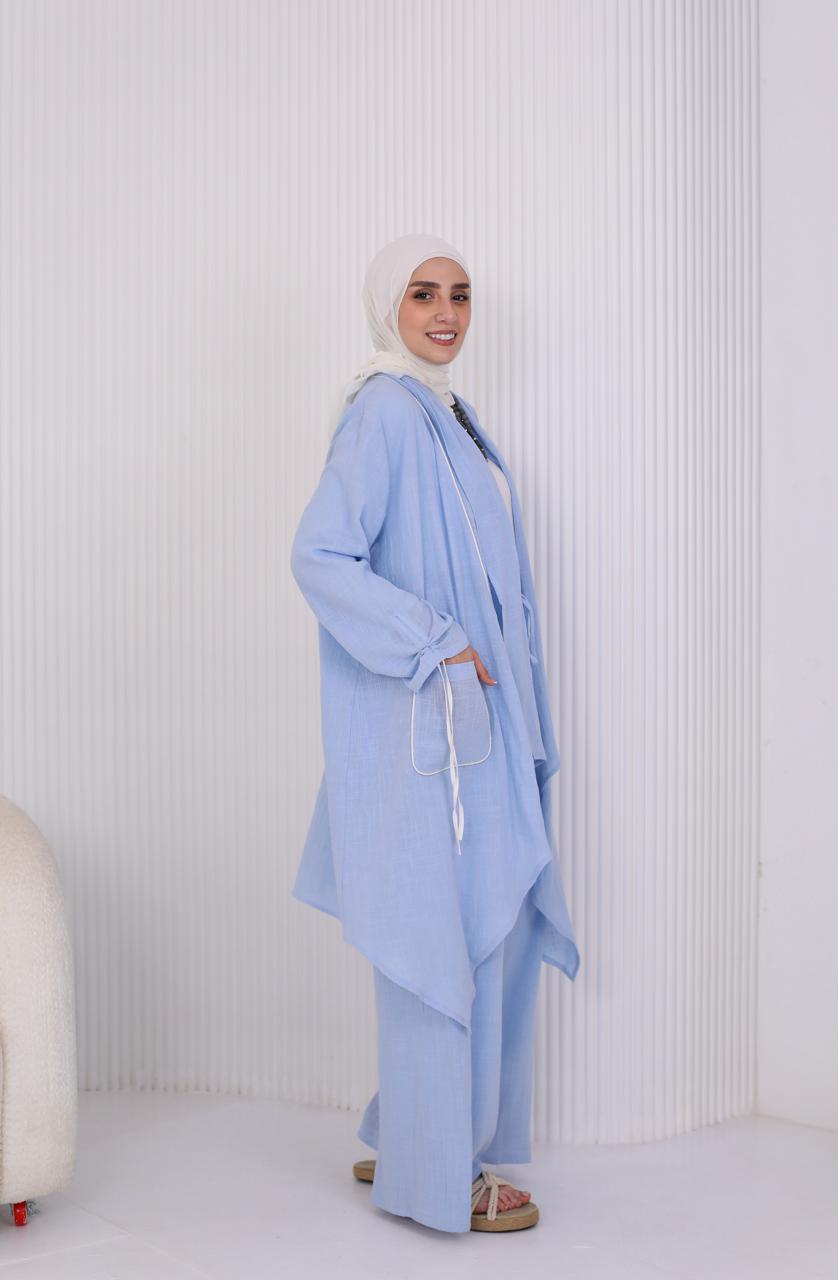 Linen Suit Set in Blue