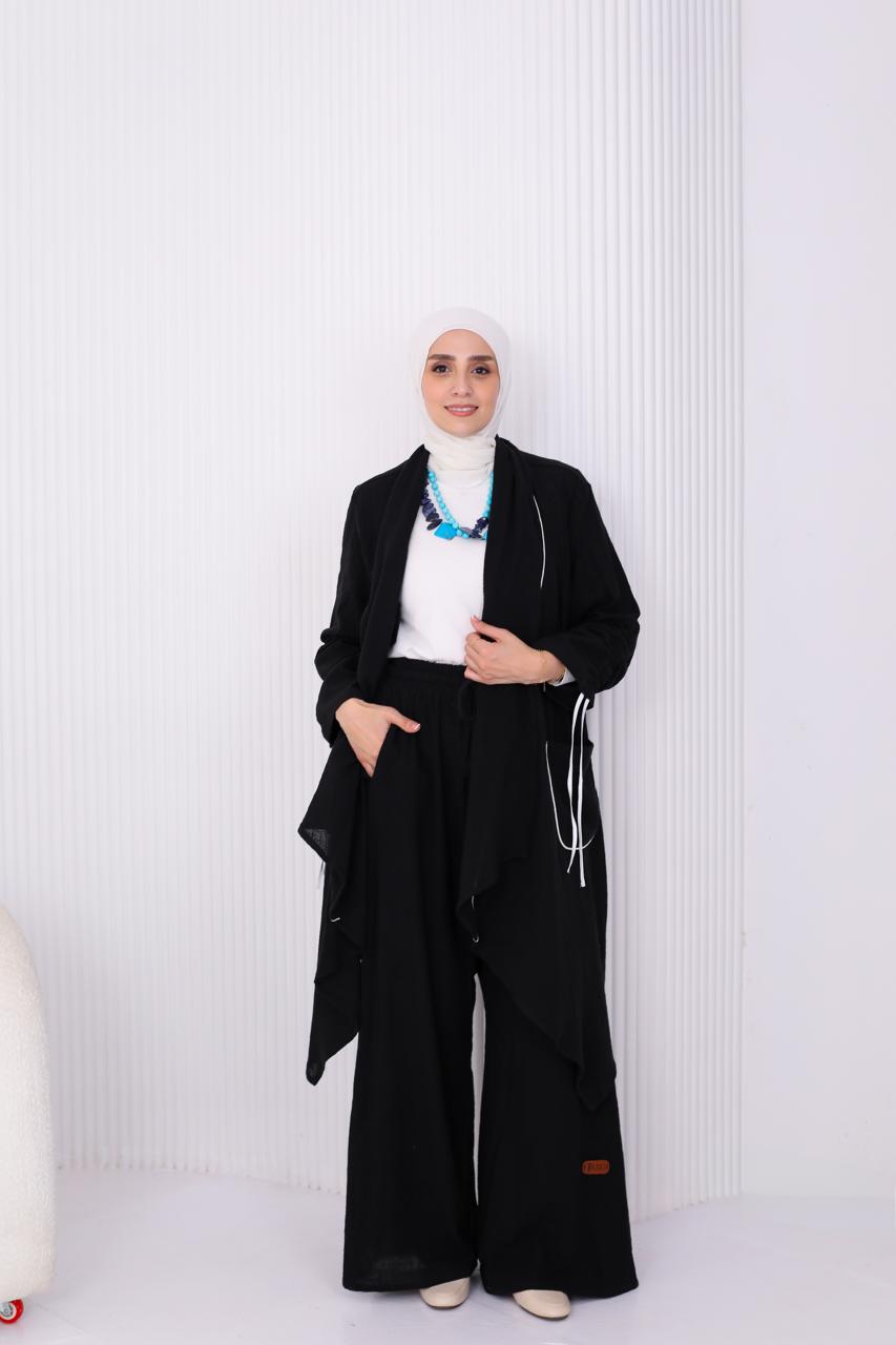 Linen Suit Set in Black