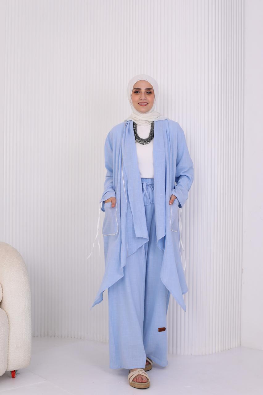 Linen Suit Set in Blue