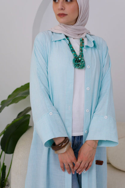 Striped Cotton Long Shirt