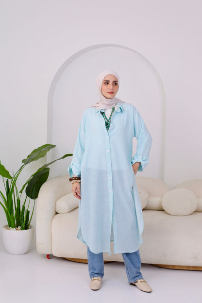 Striped Cotton Long Shirt