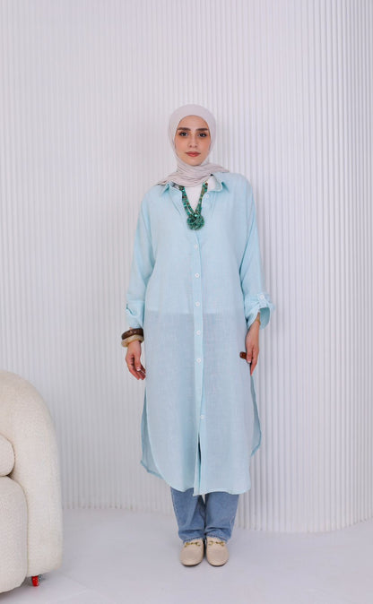 Striped Cotton Long Shirt