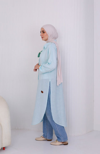 Striped Cotton Long Shirt