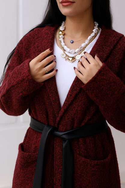 Boucle wool coat (with Hood)