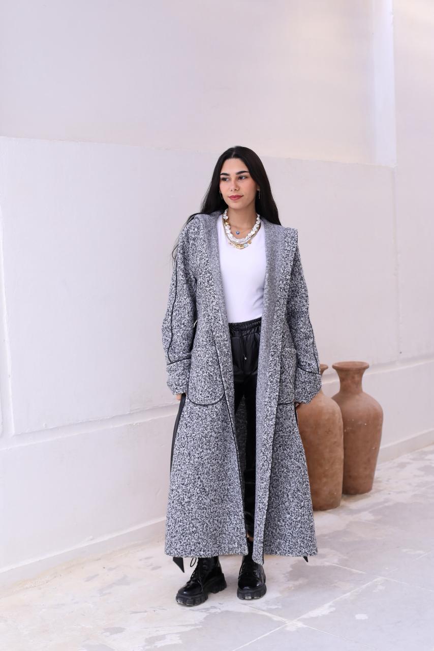 Boucle wool coat (with Hood)