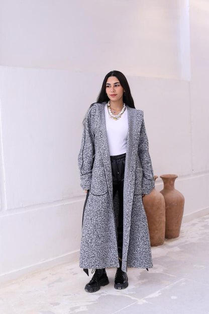 Boucle wool coat (with Hood)